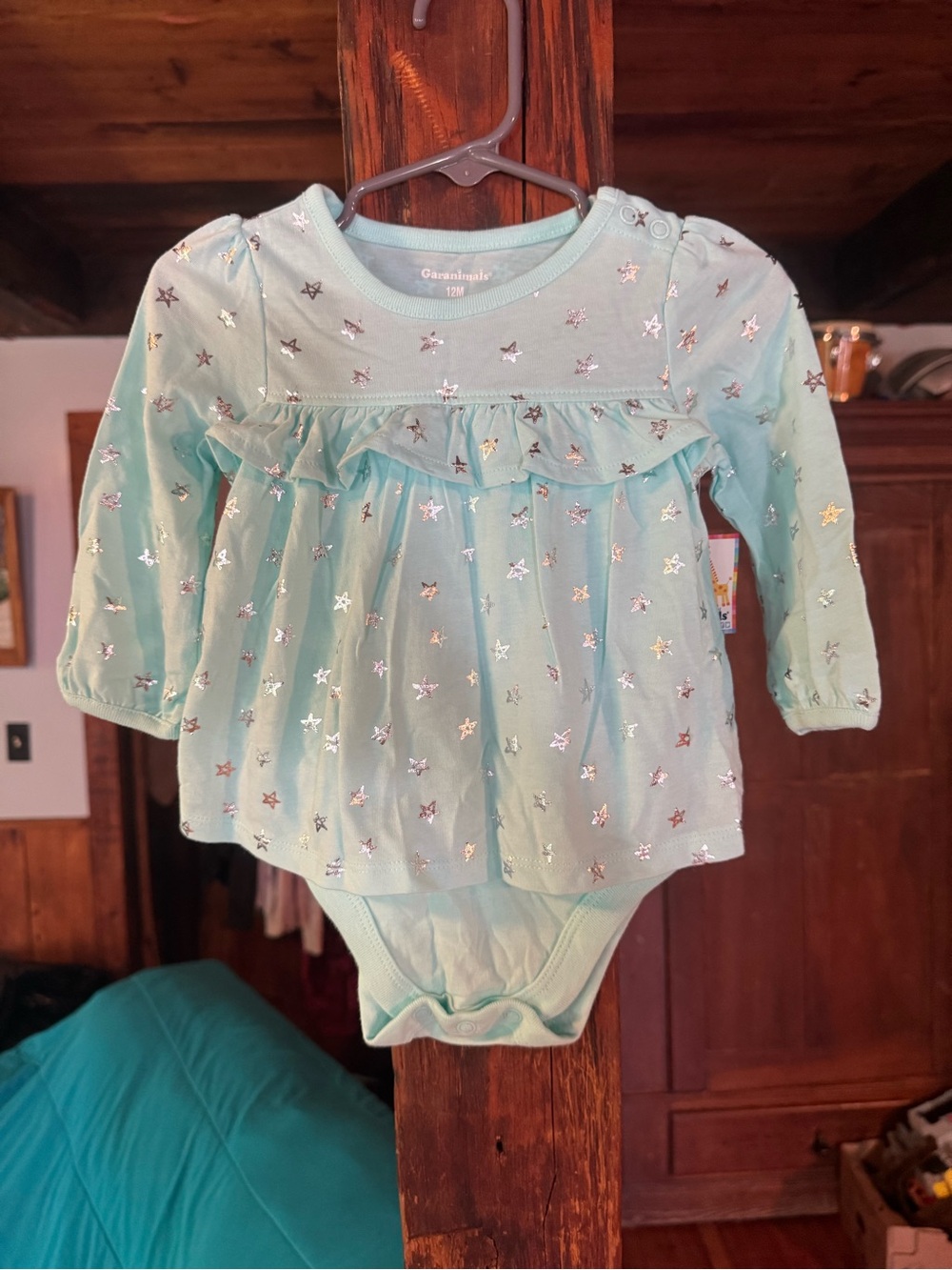 Garanimals Retired Design Mint Green Long-Sleeve Star Bodysuit